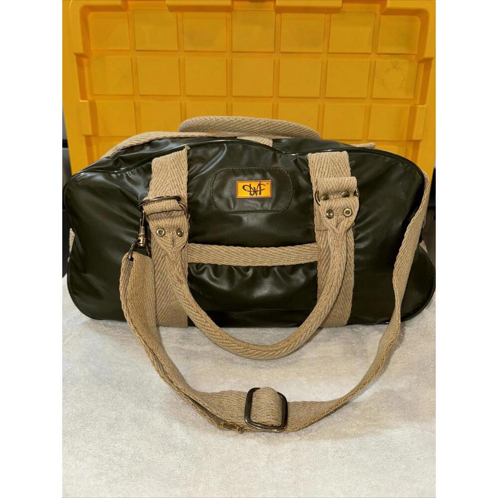 Diane von Furstenberg Olive Green Vinyl Duffel Bag